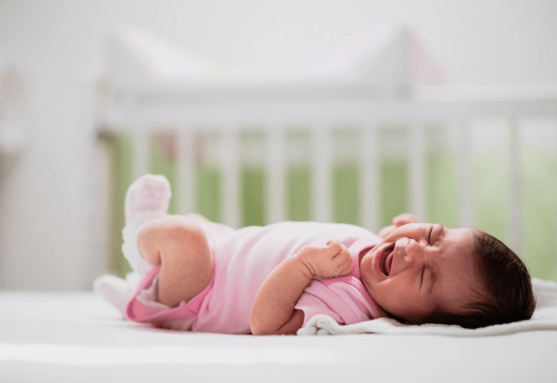 Baby cries store during nappy change